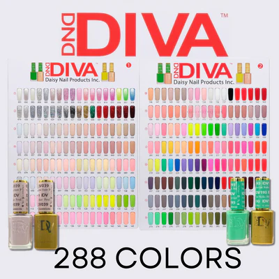 DND Diva Collection of 288 Duo Gel Colors + Sample Book