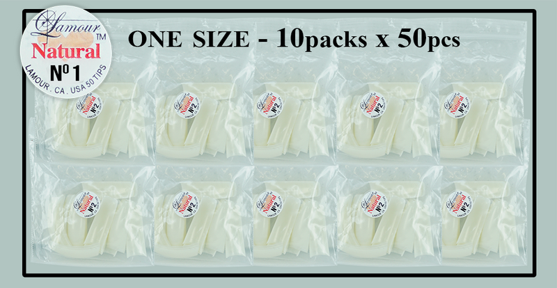 Size #1 - LAMOUR NATURAL TIP ONE SIZE - 10 PACKS (50 PER PACK) 