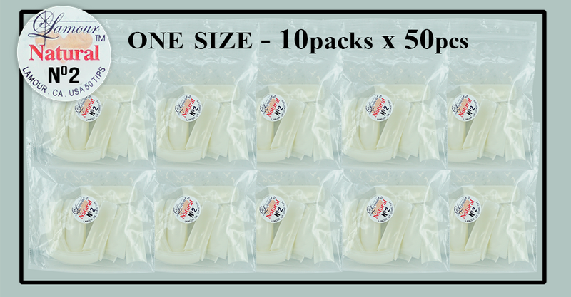 Size #2 - LAMOUR NATURAL TIP ONE SIZE - 10 PACKS (50 PER PACK)