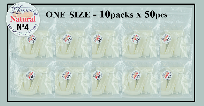 Size #4 - LAMOUR NATURAL TIP ONE SIZE - 10 PACKS (50 PER PACK)