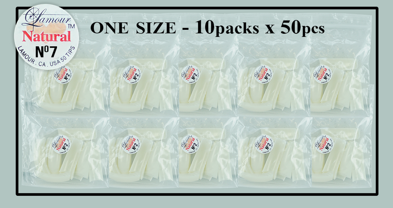 SIZE #7 - LAMOUR NATURAL TIP ONE SIZE - 10 PACKS (50 PER PACK)