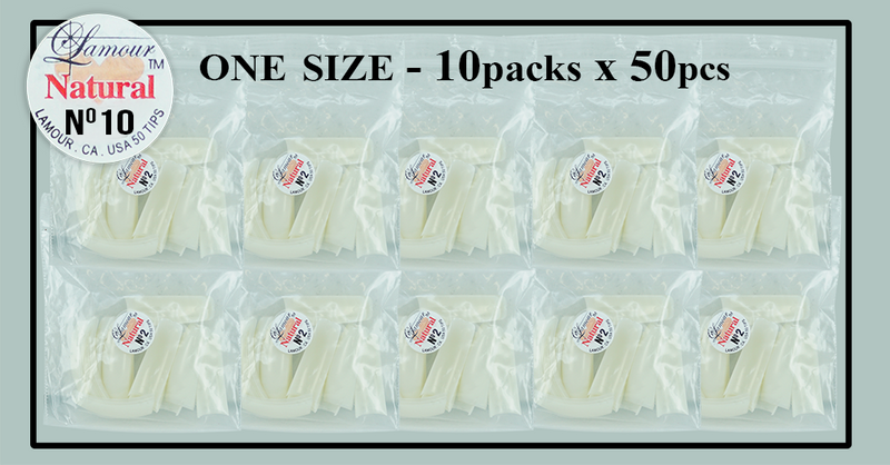 SIZE #10 -  LAMOUR NATURAL TIP ONE SIZE - 10 PACKS (50 PER PACK) 